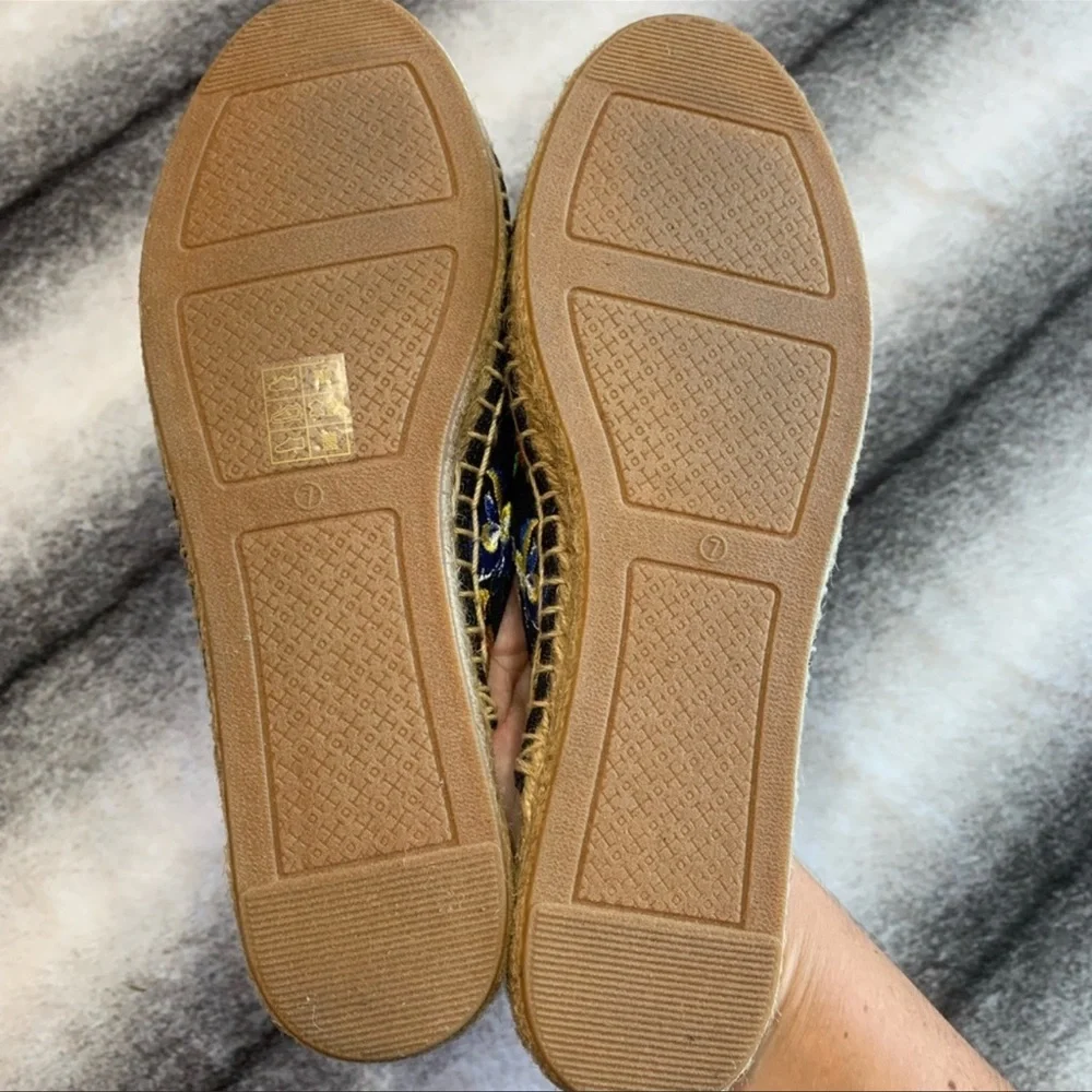 Tory Burch Max Espadrilles Slide Printed Iris Floral Slip On Mule Flats